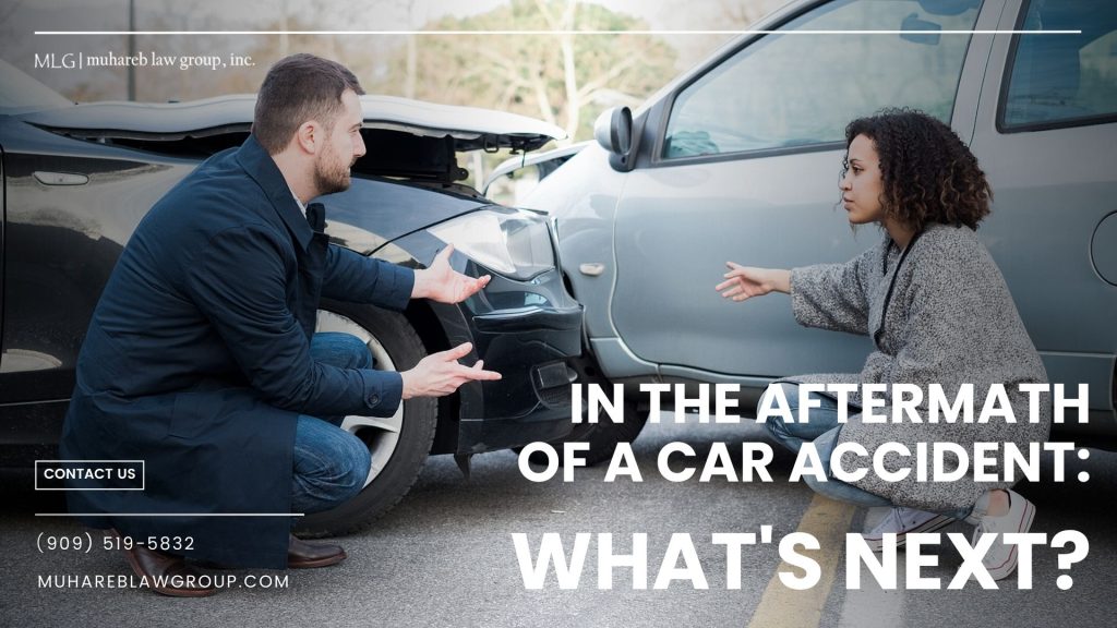An image illustrating the aftermath of a car accident, focusing on the necessary actions to take following the event.