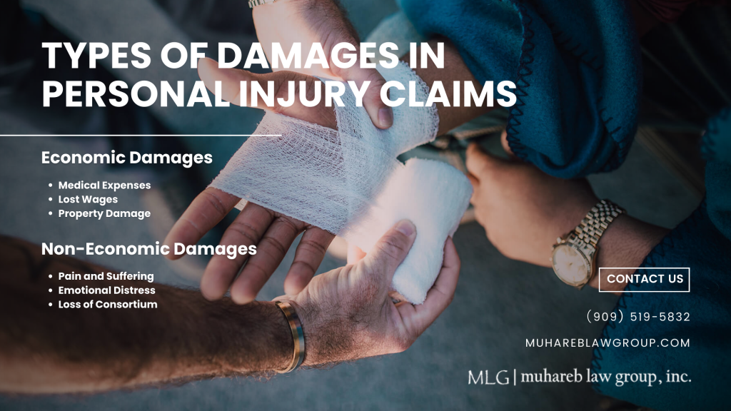 Visual representation of various types of damages in personal injury claims, highlighting economic and non-economic categories.