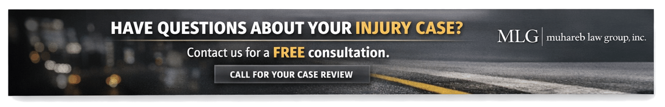 Call-to-action banner for Muhareb Law Group offering a free consultation for injury and accident cases.